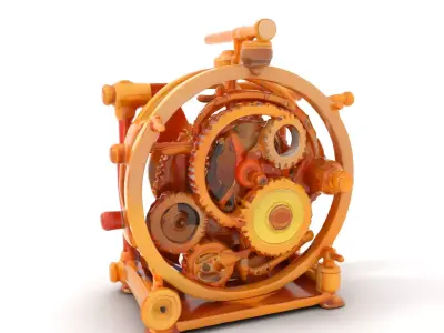 Intricate Brass Gear model pack Low-poly 3D model