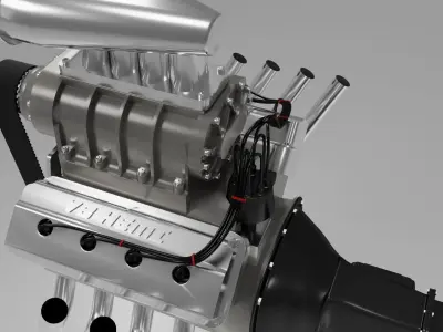 High detail HEMI V8 Engine 3D model
