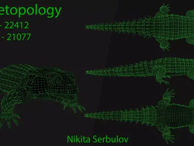 Ice Armadillo lizard  Low-poly 3D model