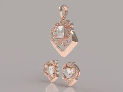 Diamond Pendant Set 06 3D print model