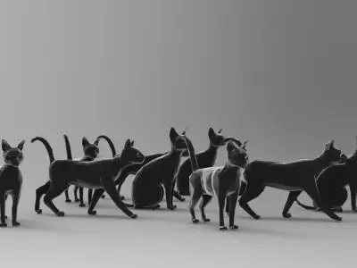 Cats low and high poly Low-poly 3D model