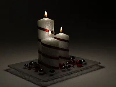 Decorative Christmas Candles 3D model