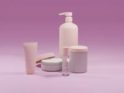 Skin Care Bottle and Creams Collection Free low-poly 3D model