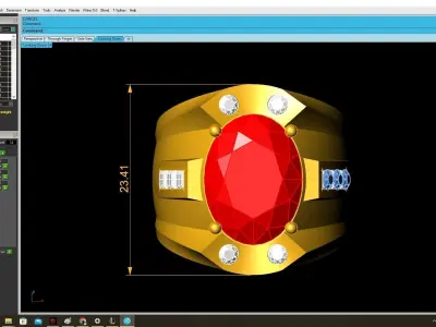 Luxury Oval Ruby and Diamond Statement Ring for Men 3996 3D print model