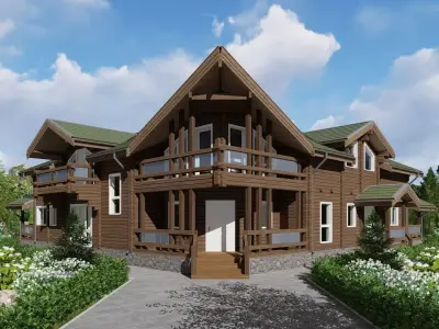 3D model of a wooden house 3D model