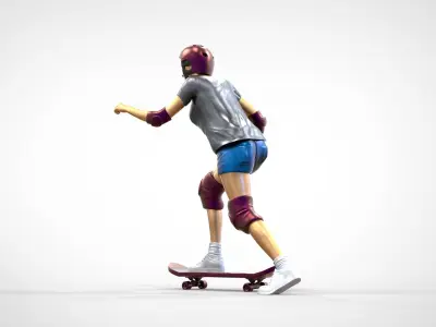 N2 Skateboarder Skateboarding with Skateboard 3D print model
