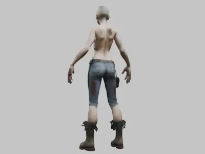 Young Zombie Woman with Buzz Cut - 3D Model Low-poly 3D model