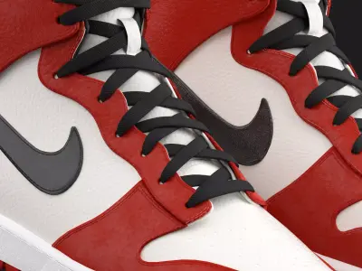 NIKE - DUNK HIGH - WHITE AND RED 3D model