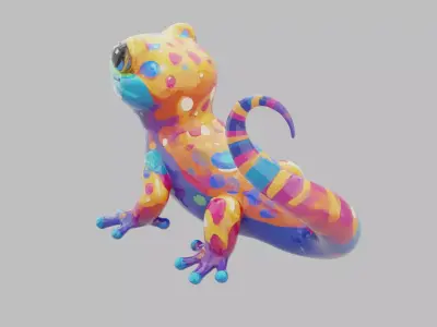 Rainbow Gecko Character 3D model