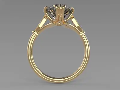 solitaire ring 3D print model 9
