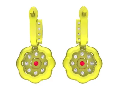 5868 luxury korean style flower diamond women earrings 3D print model