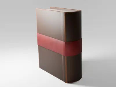 Stylized Leather Magic Book with Gold Buckle Game Ready 3D Asset Low-poly 3D model