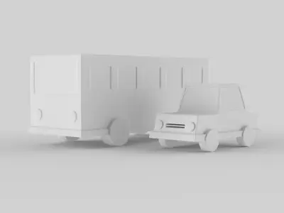 LOW POLY CAR BUS 3D model