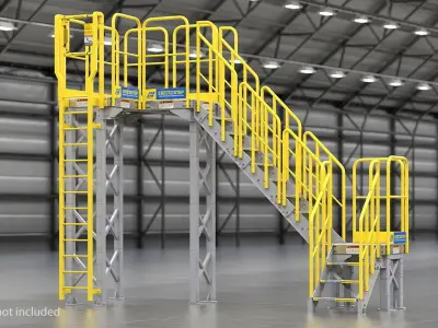 Industrial Steel Catwalk Stairs 3D model