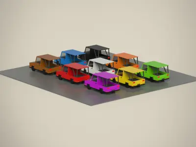 Cartoon Car Collection Low-poly 3D model