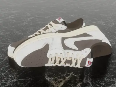 AIR JORDAN 1 LOW TRAVIS SCOTT MOCHA 3D SHOES Low-poly 3D model