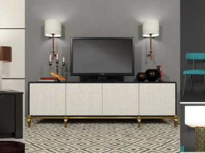 A large collection of furniture with a chest of drawers  3D model
