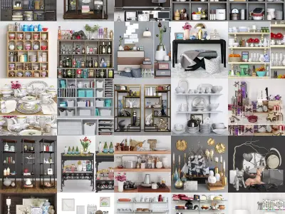 A huge collection of models with furniture decor and other decor 3D model