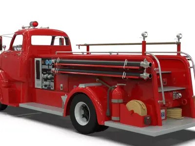 Vintage COE Firetruck with Complete Firefighting Equipment  3D model