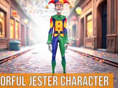 Colorful Jester Character model pack Low-poly 3D model
