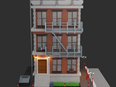 low poly buillding house Low-poly 3D model