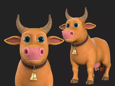 Cartoon Cow V4 Low-poly 3D model