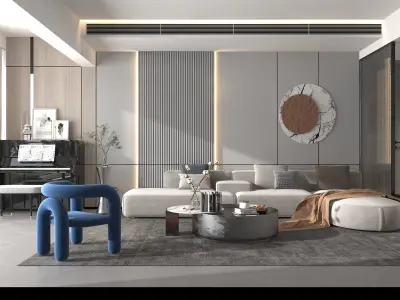 Modern Style Living Room -0218 3D model