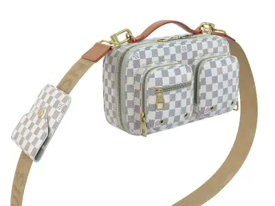 Louis Vuitton Utility Crossbody Bag Damier Azur canvas Low-poly 3D model