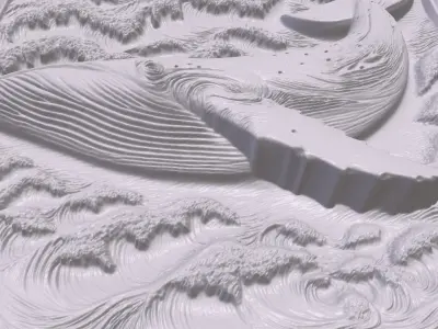Blue Whale 1 basrelief for 3D printing 3D print model