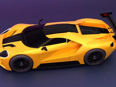 Bumble bee version Sports Car 3D Model  Blender Shaded Low-poly 3D model
