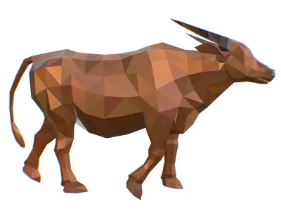 Animated Thai Bull Lowpoly Art Style Low-poly 3D model