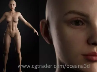 Realistic Female Unreal Engine Rigged Low-poly 3D model