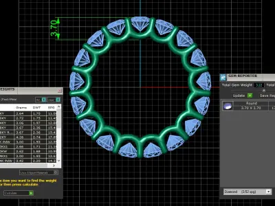 U Shaped Eternity Ring 3 point 7 mm stone size swiss 9 and EU49 3D print model