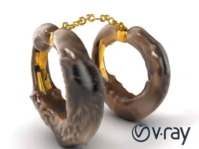 Luxury Fur Handcuffs with Gold Details model pack Low-poly 3D model