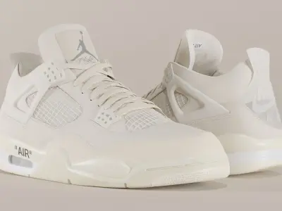 Jordan 4 Off White Sail Low-poly 3D model