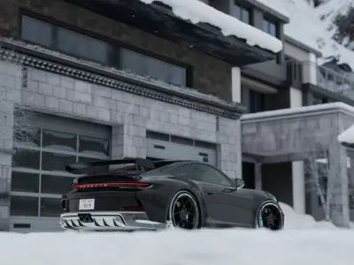 Automotive Snow Render Scene 3D Blender File Textured  3D model