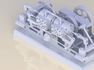 2 CYLINDER HORIZONTAL STEAM ENGINE OF THE MONITOR TYPE 3D model