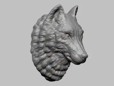 Wolf Head Sculpture 3D print model