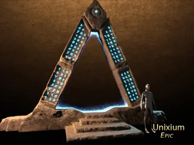 Modular Ancient Atlantean Temple Low-poly 3D model