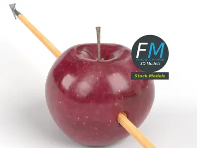 Arrow through apple 3D model