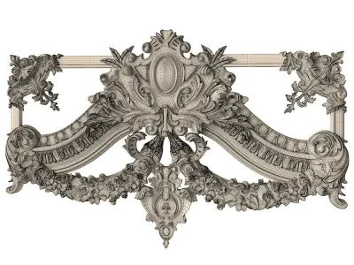 Decor louis xv ornate headboard 3D model
