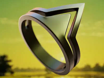 Arrowhead Ring - Minimal Futuristic Geometric 3D Print 48 3D print model