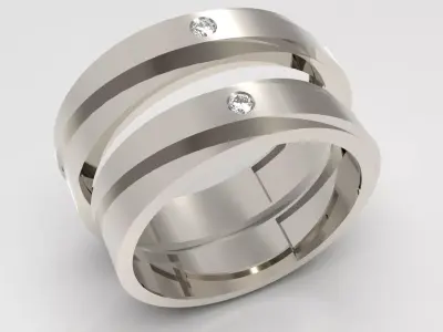 Eternal Line Duo Wedding Ring Set 3D print model
