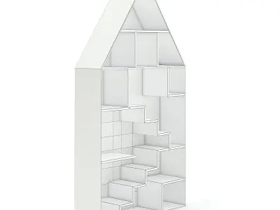 House Shape Shelf with Patterned Back 3D model
