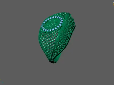Women Ring With Stone Diamond Ready STL 3DM Models Womens Rings 3D print model shop