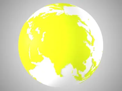 Solid Color Yellow White Globe 3D model