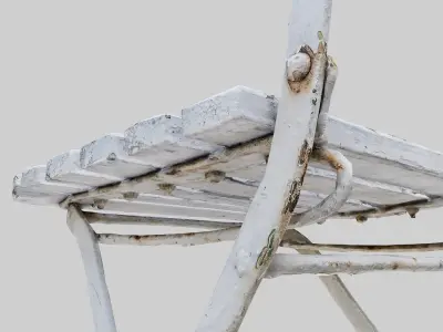 Vintage white garden chair - low poly - 8K Free low-poly 3D model