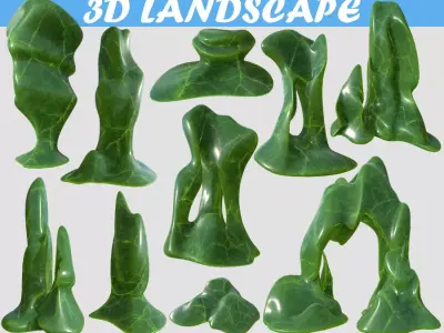 Low poly mable cave Low-poly 3D model