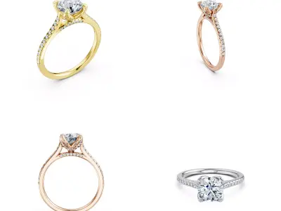 Luxury Pave Solitaire Engagement Ring CAD Model 3DM File 3D print model