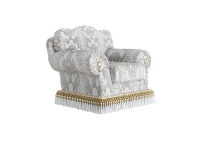 Upholstered armchair with fringe by Modenese 3D model